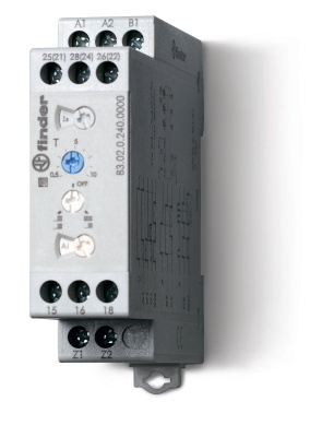 Модульный таймер мультифункциональный (AI, DI, SW, BE, CE, DE, WD); питание 24…240В АС/DC; 2CO 12A; ширина 22.5мм; регулировка времени 0.05с…10дней; степень защиты IP20