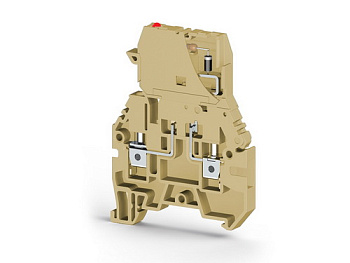 Клеммник с держ. предохр. (5х20, 5х25), откид.картридж, с индикацией 220VDC, на DIN-рейку, 4 мм.кв., (бежевый); ASK 3MLD 220VDC