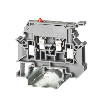 Клемма для предохранителя, винтовой зажим, 2 точки подключения, индикация 24В, 4 кв.мм, серая