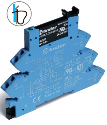 Интерфейсный модуль, твердотельное реле; выход 0,1A (48В DC); питание 60В DC; категория защиты IP20; безвинтовые клеммы (пружинный зажим)
