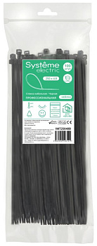 Стяжка кабельная нейлоновая 250х4.8 Чёрная (100шт) в пакете с замком ЗИП-ЛОК