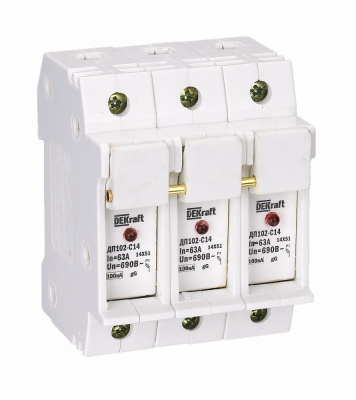 Держатель предохр. C14 со светодиод. индикацией 3P ДП-102