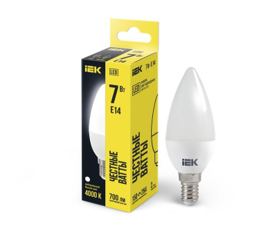 Лампа LED C35 свеча 7Вт 230В 4000К E14 IEK
