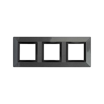Рамка из металла, "Avanti", темно-серая, 3 поста (6 мод.)