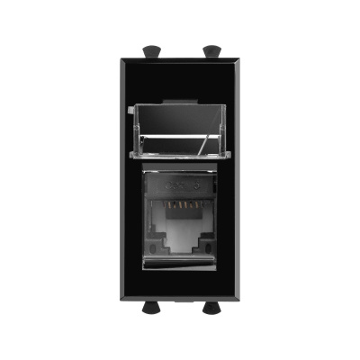 Компьютерная розетка RJ-45 модульная, кат.6, "Avanti", "Черный квадрат", 1 модуль