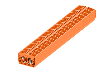 Клемма миниатюрная, CAGE CLAMP на DIN рейку, под штекер, 4-проводная, 2.5мм²,  оранж.