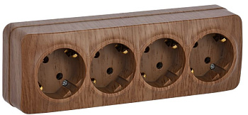 РС24-3-ХД Розет. 4-ая с з/к о/у 16А GLORY дуб IEK