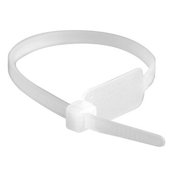 Хомут P6.6 маркировочный, белый 4,8x300, вертикальная табличка под замком 27x12,9