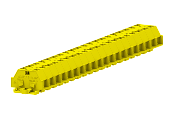2-2 проходная клемма с боковым подключением с крепёжными фланцами серии 241, жёлтая