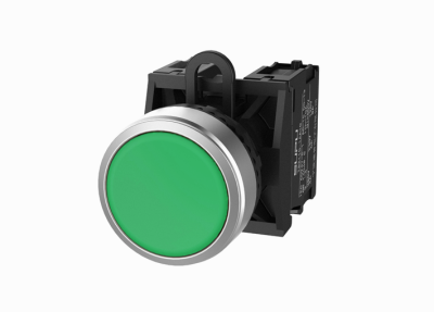 Кнопка серии TS2 с имитацией метала, плоский тип, мгновенное действие, зел.