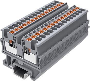 TPM1.5-2-GY Клемма мини TP 1-1 проходная, Push-in, сеч.1.5мм2, сер.