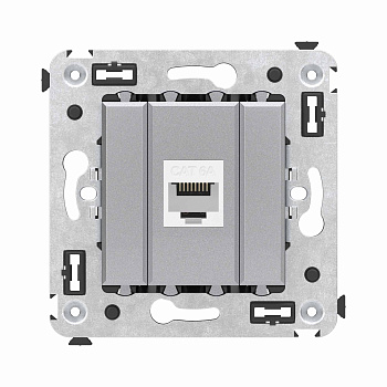 Компьютерная розетка RJ-45 без шторки в стену, кат.6А одинарная, "Avanti", "Закаленная сталь"