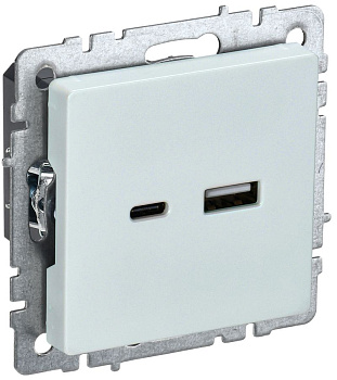 BRITE Роз. USB A+C 18Вт РЮ11-1-БрЖ жемч. IEK