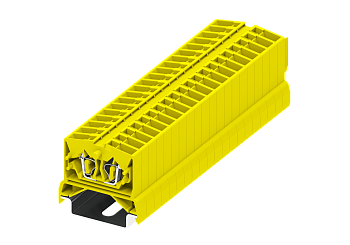 Клемма миниатюрная, CAGE CLAMP на большую DIN рейку (35), под штекер, 2-проводная, 2.5мм², жёлт.