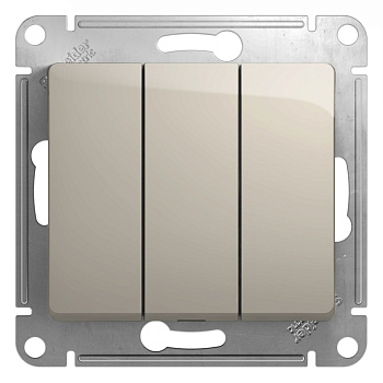 GLOSSA 3-клавишный ВЫКЛЮЧАТЕЛЬ,сх.1+1+1,10AX, механизм, МОЛОЧНЫЙ
