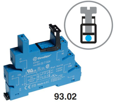Розетка с винтовыми клеммами (с зажимной клетью) для реле 41 серии; питание 220В DC; в комплекте пластиковая клипса; опции: LED