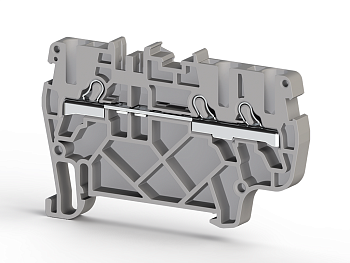 Клеммник пруж.быстрозажимной (Push in), 3-х выводной, 2,5мм.кв., (серый); PYK 2,5E