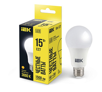Лампа LED A60 шар 15Вт 230В 3000К E27 IEK
