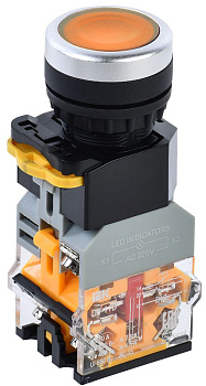 Кнопка D8-11D d=22мм 1NO+1NC с подсветкой желтая IEK