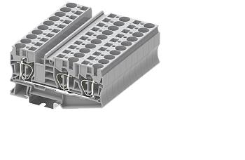 Клемма на DIN-рейку пружин. 10 мм2 3 конт. проходная серая