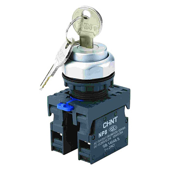 Переключатель с ключом NP8-20Y/31 , 3 положения с фиксацией, 2НО IP65 (R)(CHINT)