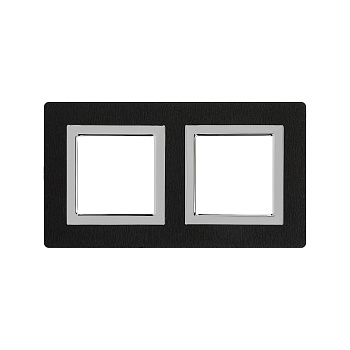 Рамка из алюминия, "Avanti", черная, 2 поста (4 мод.)