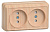 РСш22-2-ОС Розетка 2местн. без з/к с защ.штор.10А откр.уст. ОКТАВА (сосна)