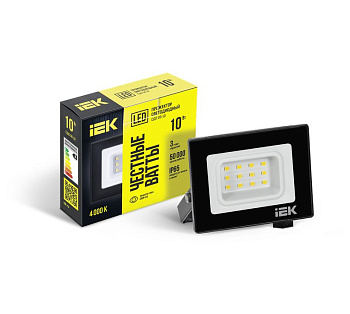 Прожектор СДО 06-10 светодиодный черный IP65 4000K IEK