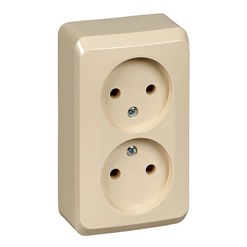 ЭТЮД О/У двойная РОЗЕТКА без заземления без шторок 16А 250B, КРЕМОВЫЙ, Россия