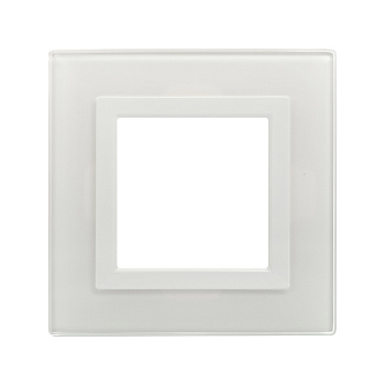 Рамка из натурального стекла,  "Avanti", белая, 1 пост (2 мод.)