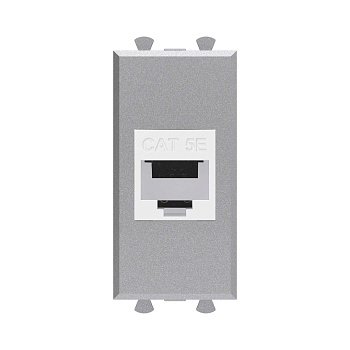 Компьютерная розетка RJ-45 без шторки модульная, кат.5е, "Avanti", "Закаленная сталь", 1 модуль